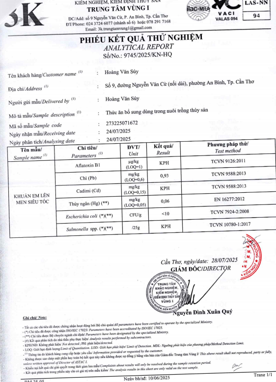 Phieu ket qua thu nghiem